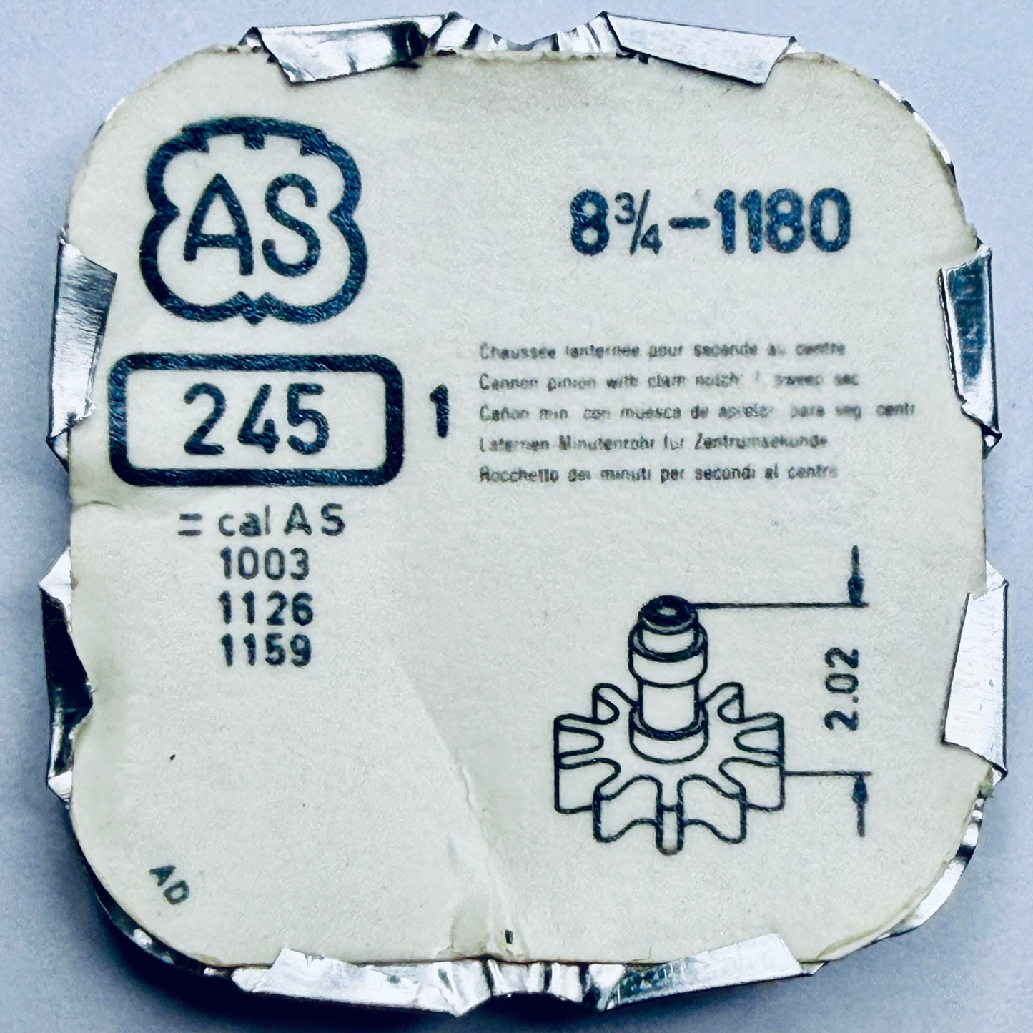 AS 1180 – Cannon Pinion, Height 2.02mm - 245