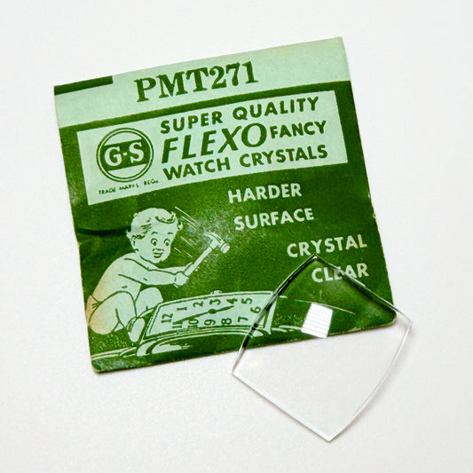 Tonneau / Barrel (PMT Series) - Bottom Edge Curved (Both Sides) - G-S Flexo Acrylic Watch Crystals - Vintage New Old Stock