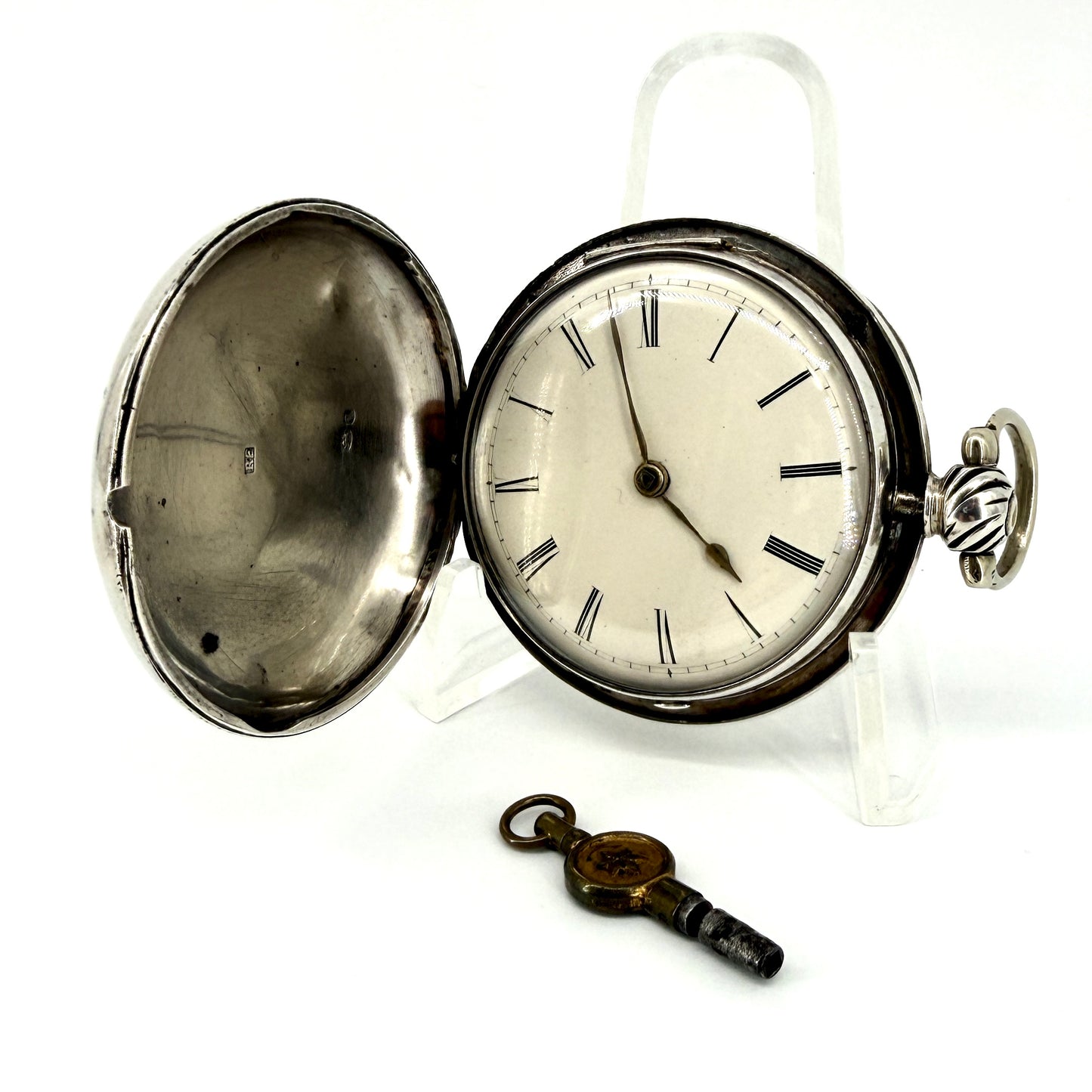 Antique Silver Cased Full Hunter Fusee Pocket Watch – London 1854 – J. Rogers