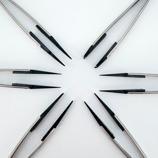 Set of 6 Precision Tweezers – Stainless Steel & Anti-Static Tips - Watchmaking, Electronics, Jewellery