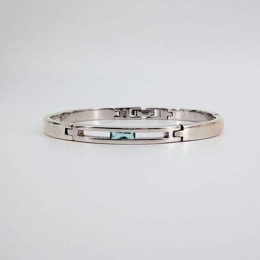 Accurist Sterling Silver Link Panel Bracelet with Blue Stone Birmingham Hallmark - image 2