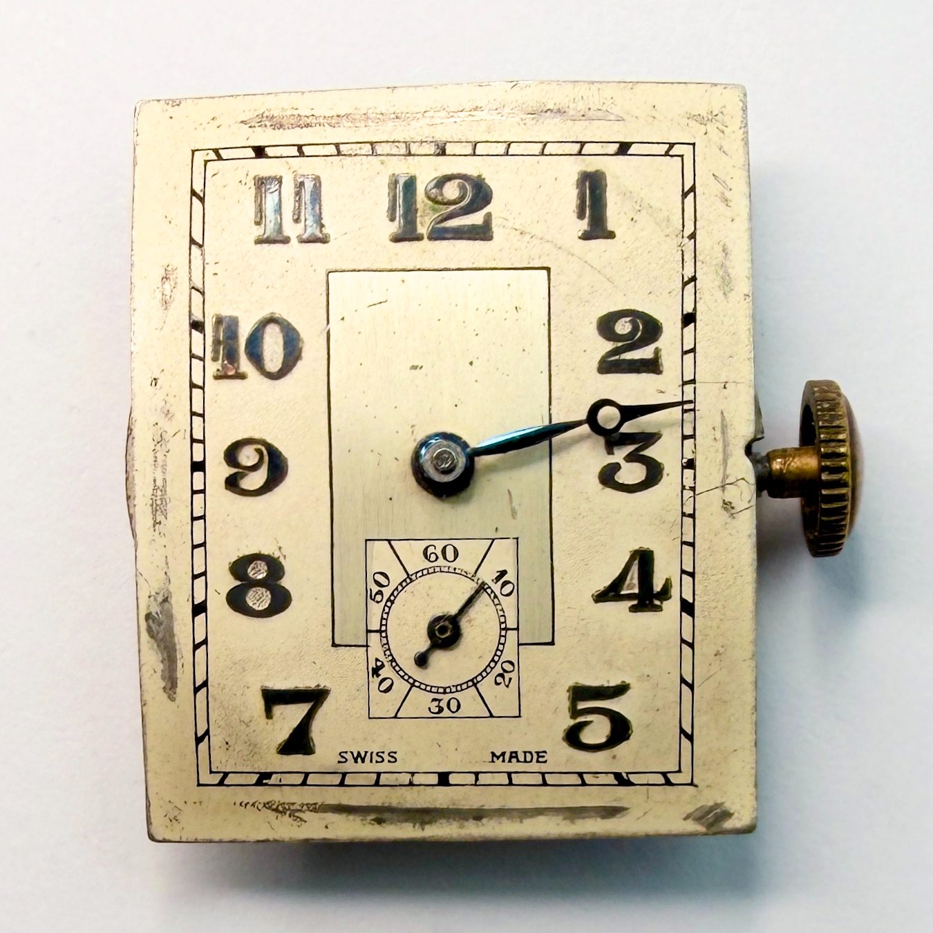 14 Jewels Swiss Rectangular Watch Movement 23.8mm – For Spares or Repair - image 2