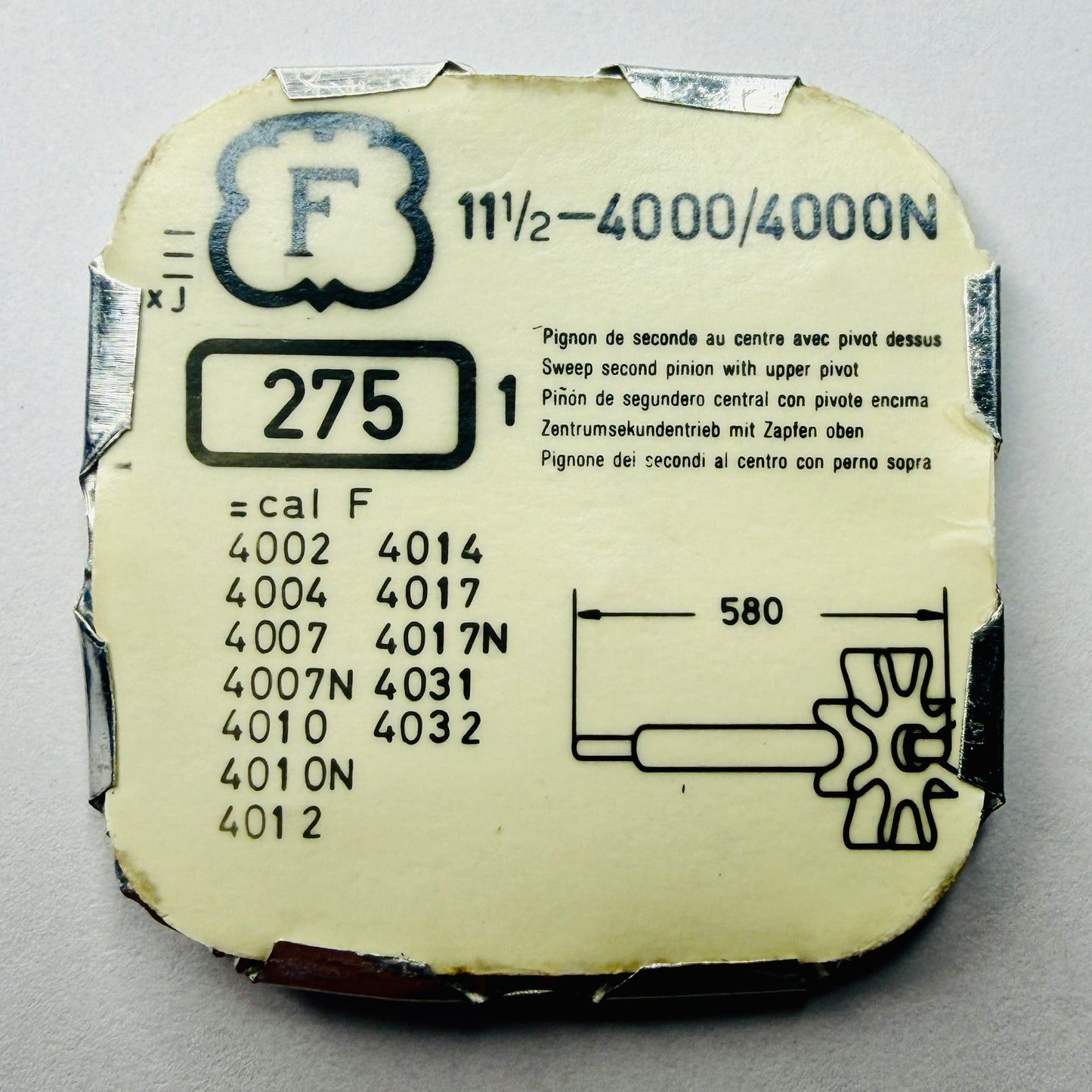 Felsa 4000 / 4000N – Sweep Second Pinion with Upper Pivot (5.80mm) (275)
