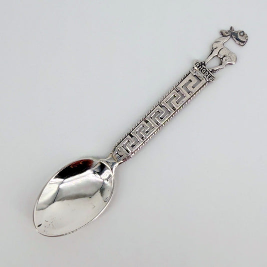 Rhodes Silver Souvenir Tea Spoon – Stamped 800 Silver, Greek Deer Motif - image 2