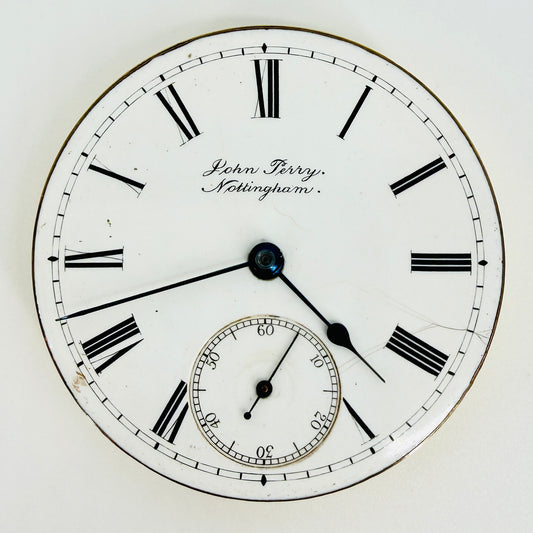 Antique Waltham Traveler Pocket Watch Movement - John Terry Nottingham 1902 -Spares/Repair