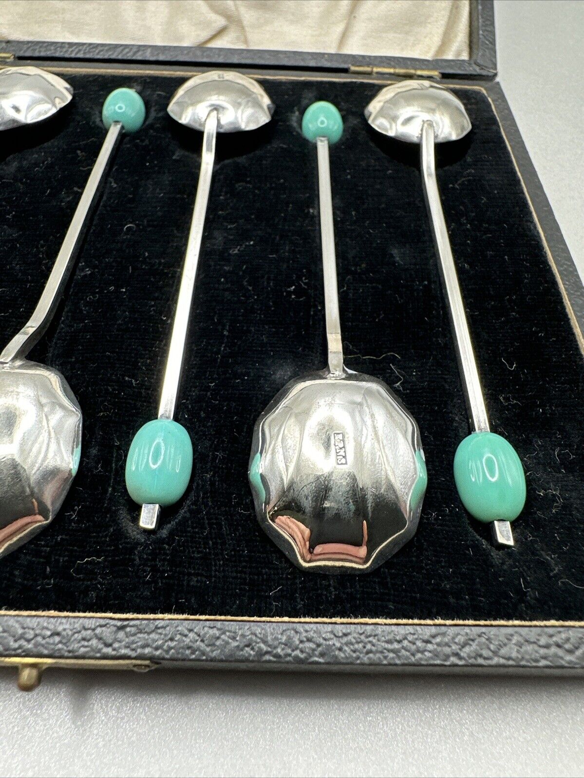 Antique Boxed Set of 6 Silver Plate Coffee Spoons