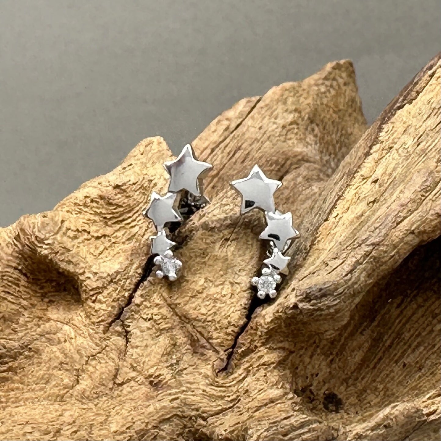 Brand New 925 Sterling Silver Triple Star Stud Earrings - Elegant, Modern Design