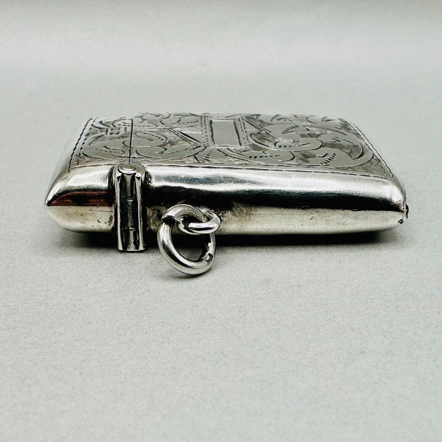 Antique Silver Vesta Case Birmingham 1919 W.J. Myatt & Co. Excellent Condition