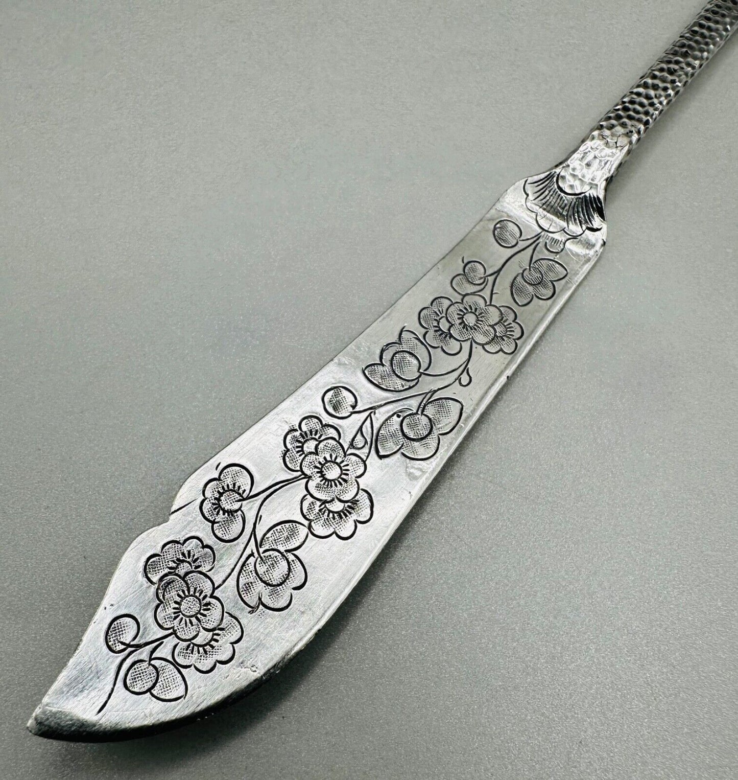 Antique Chinese Export Silver Fish Knife - Intricate Dragon and Floral Design