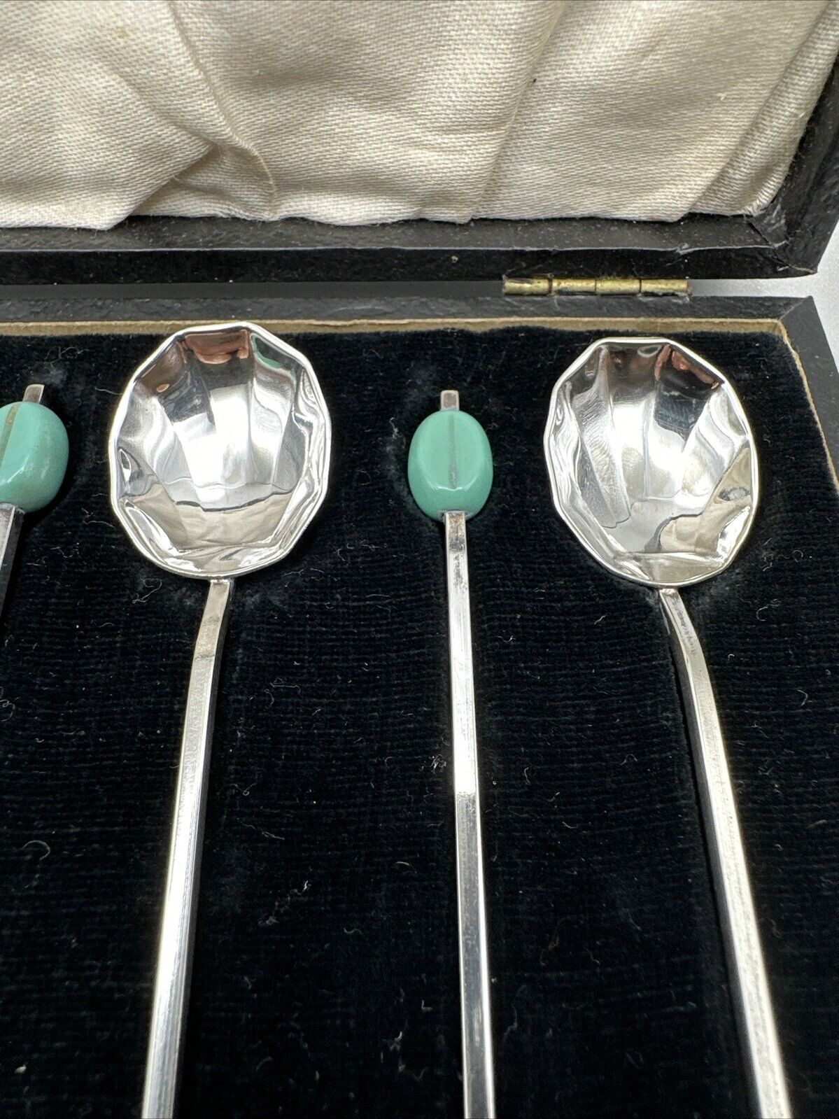Antique Boxed Set of 6 Silver Plate Coffee Spoons