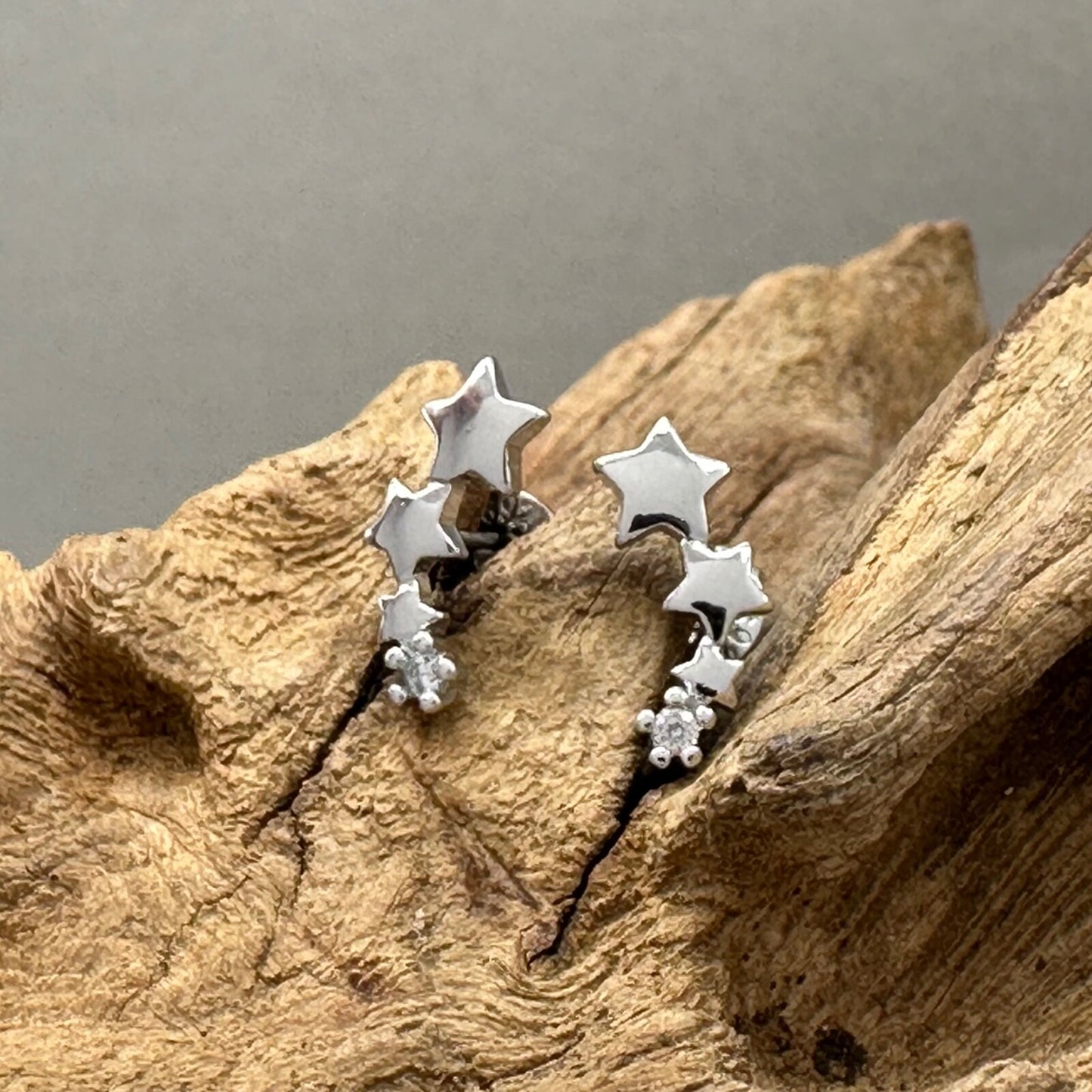 Brand New 925 Sterling Silver Triple Star Stud Earrings - Elegant, Modern Design