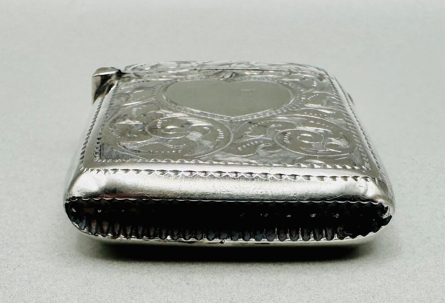 Antique 1899 Silver Vesta Case - Joseph Gloster, Birmingham – Heart Design