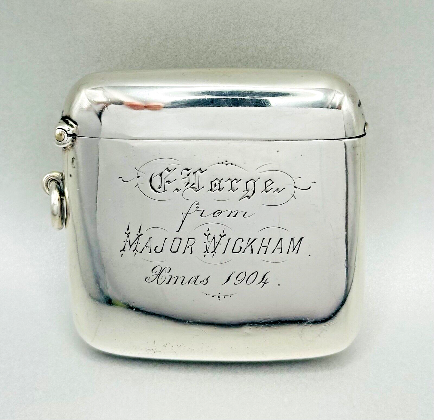 Antique Silver Curved Vesta Case - Birmingham 1900