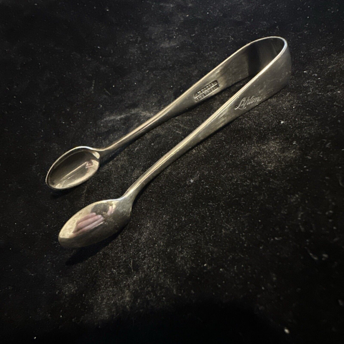 Antique Silver Plate Sugar Tongs - Liptons Branded- J H Potter