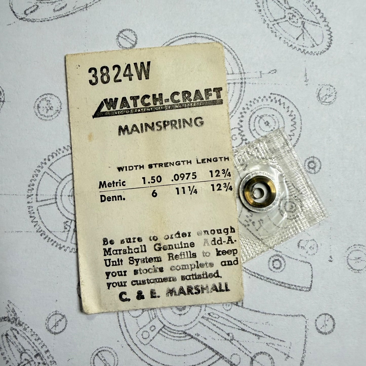 Watch-Craft Mainspring 3824W – 1.50 x 0.0975 x 12¾" – Dennison 6 / 11¼