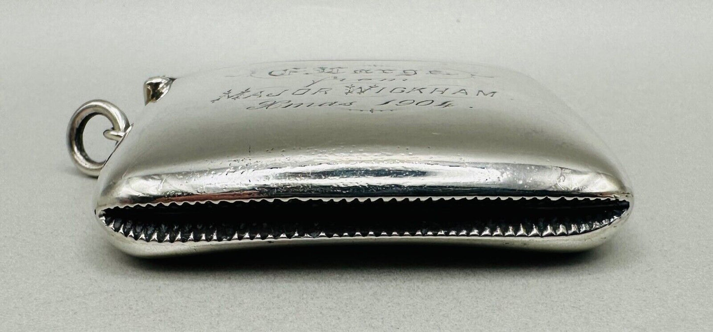 Antique Silver Curved Vesta Case - Birmingham 1900