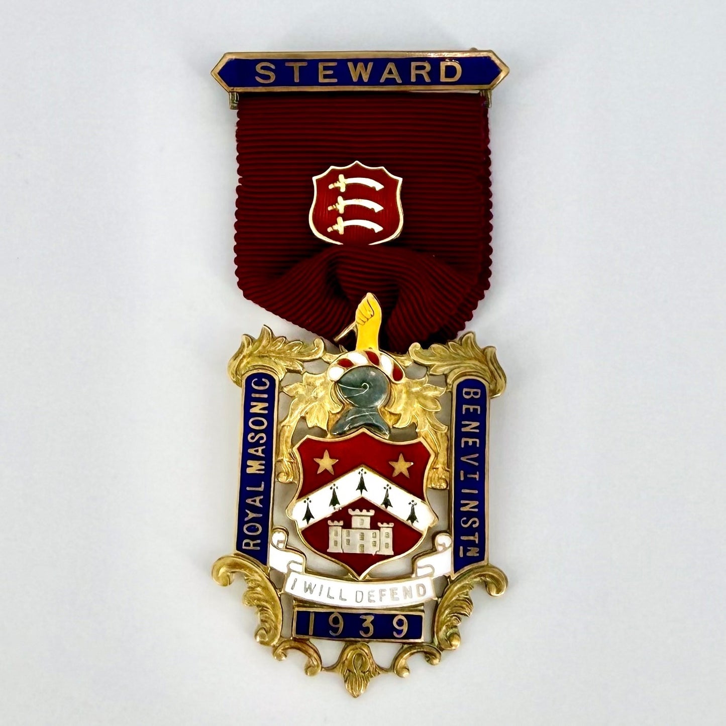 Vintage Silver Gilt Masonic Badge – Royal Masonic Benevolent Instn 1939