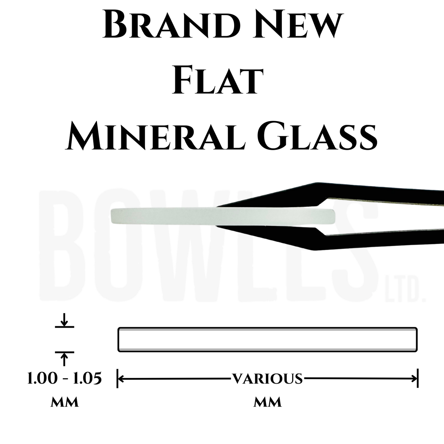 Flat Mineral Glass Watch Crystal - 1.00 - 1.05mm Thick - Various Sizes Available