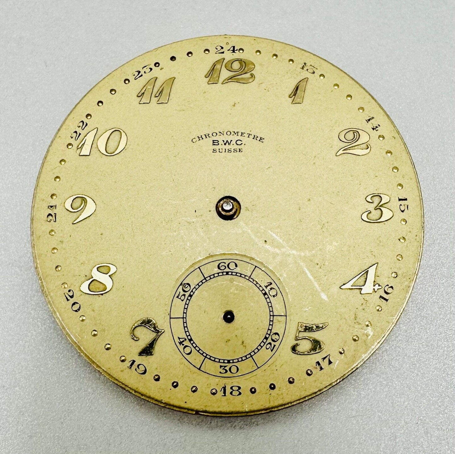 Antique Huber Pocket Watch Movement - Spares or Repair - 42.6mm Diameter