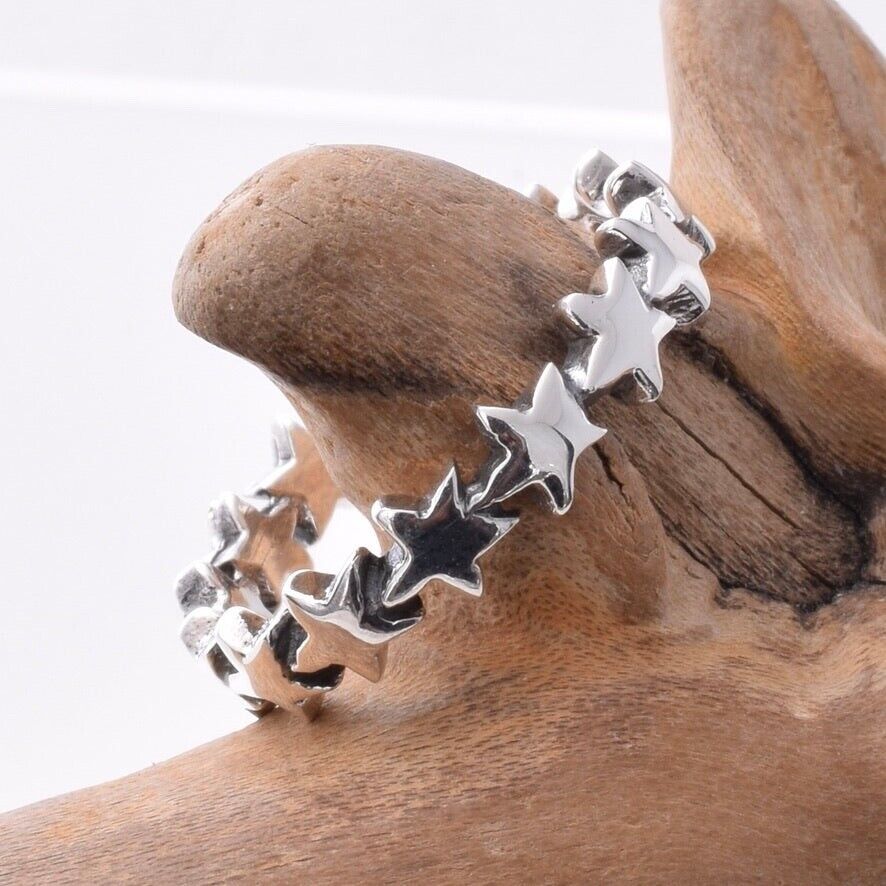 Brand New 925 Sterling Silver "Band of Stars" Ring