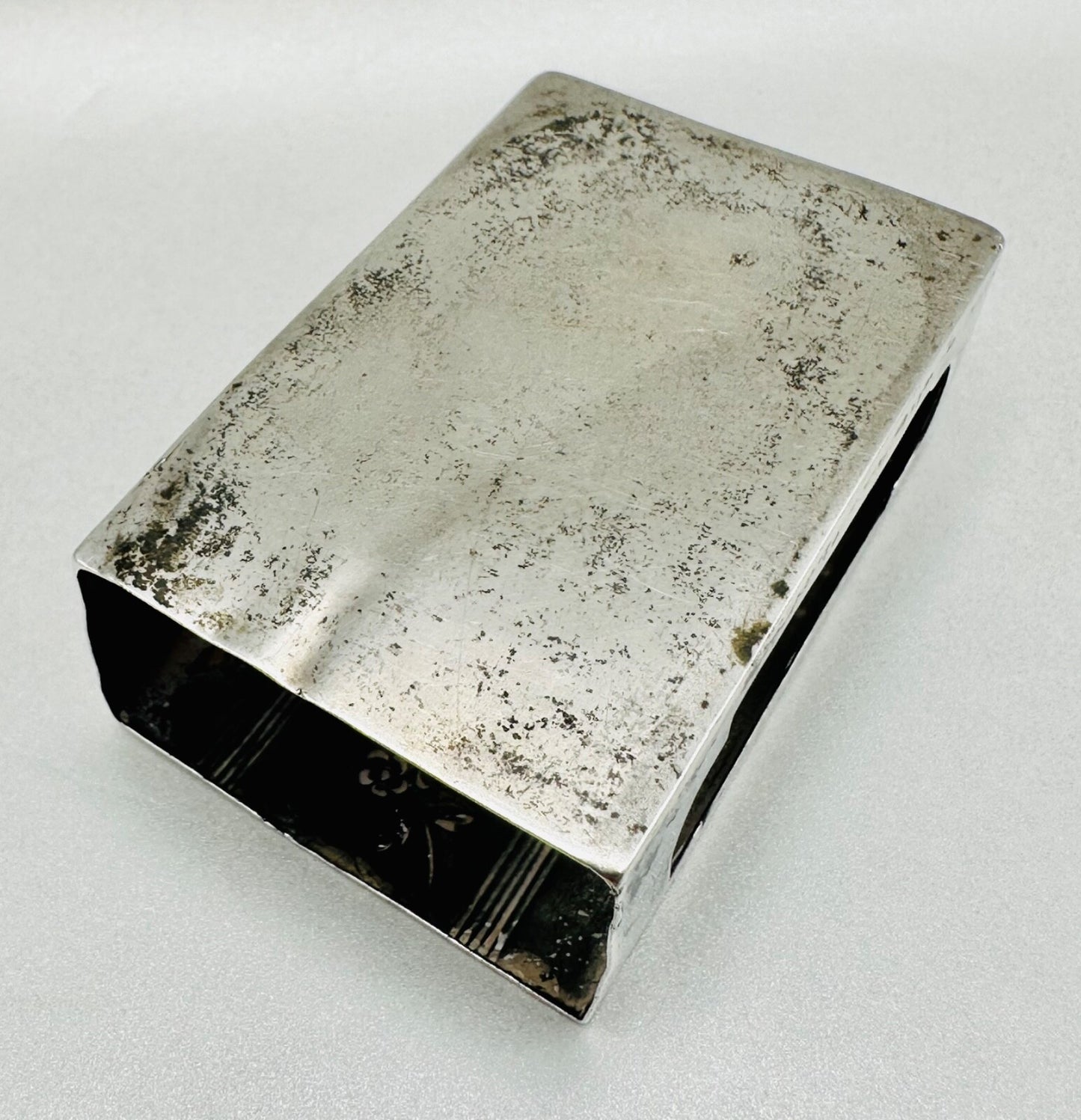 Antique 800 Silver Matchbox Sleeve/Case – German Hallmarks – Oberländer P