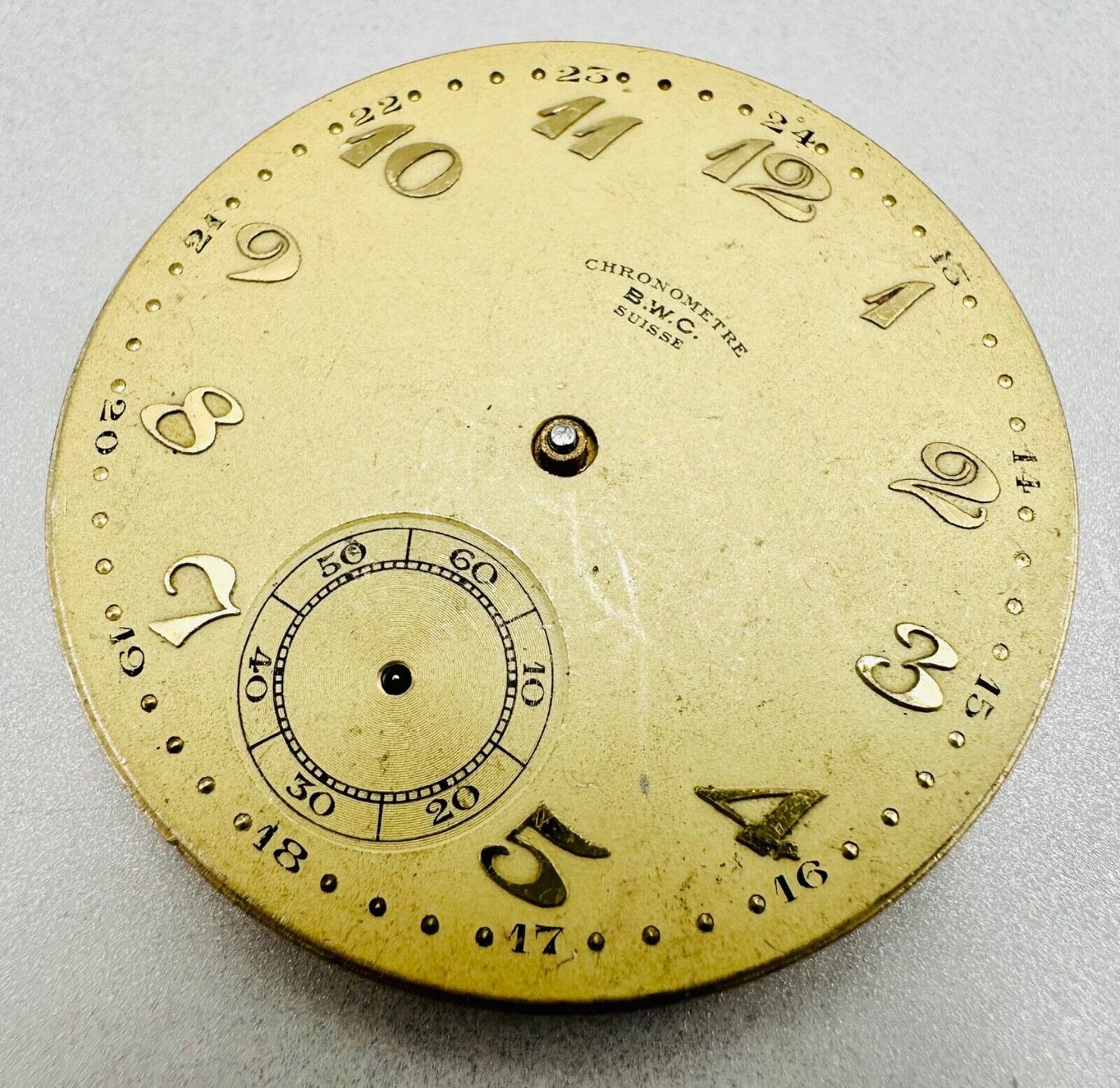 Antique Huber Pocket Watch Movement - Spares or Repair - 42.6mm Diameter