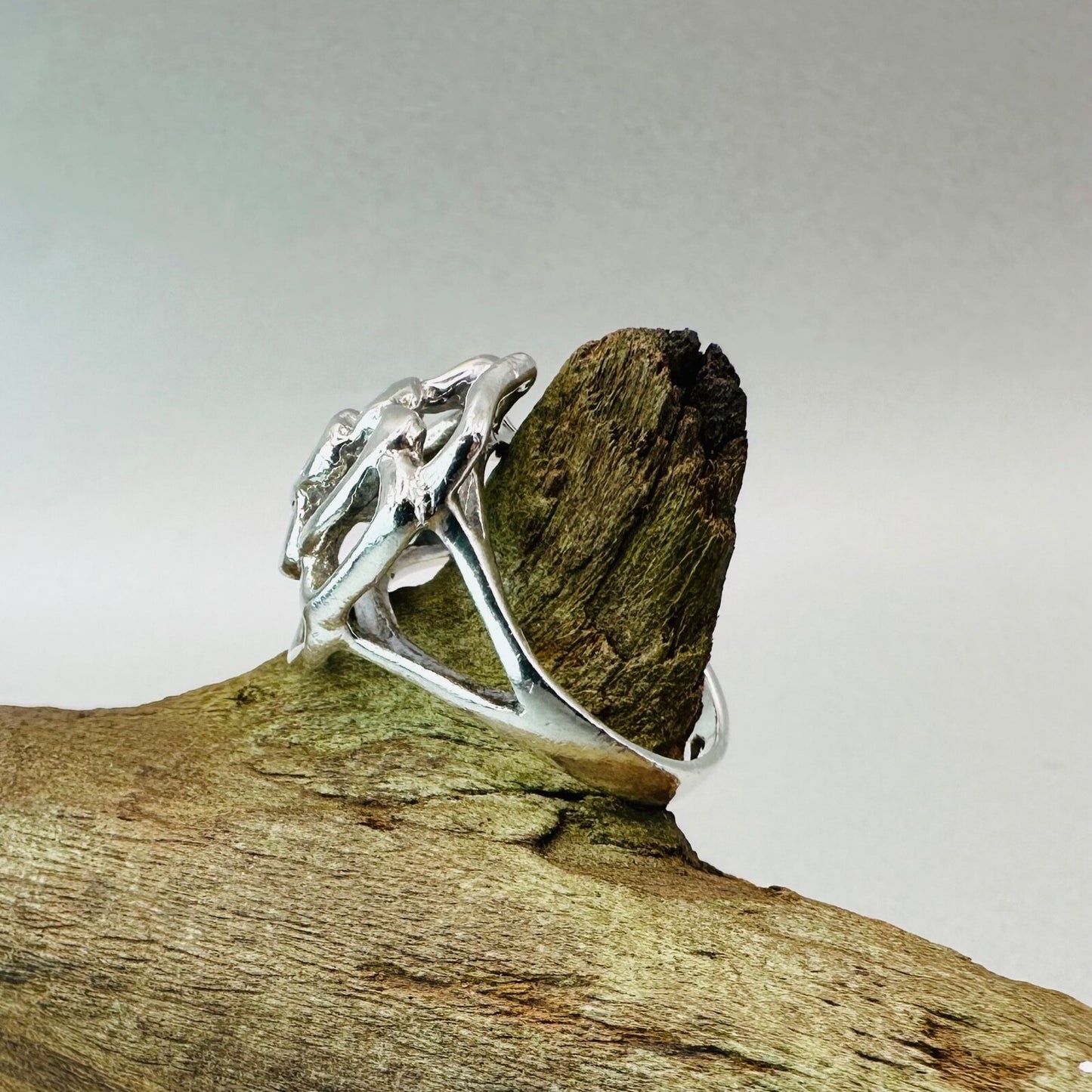 Vintage 925 Sterling Silver Rose Motif Ring - Size O