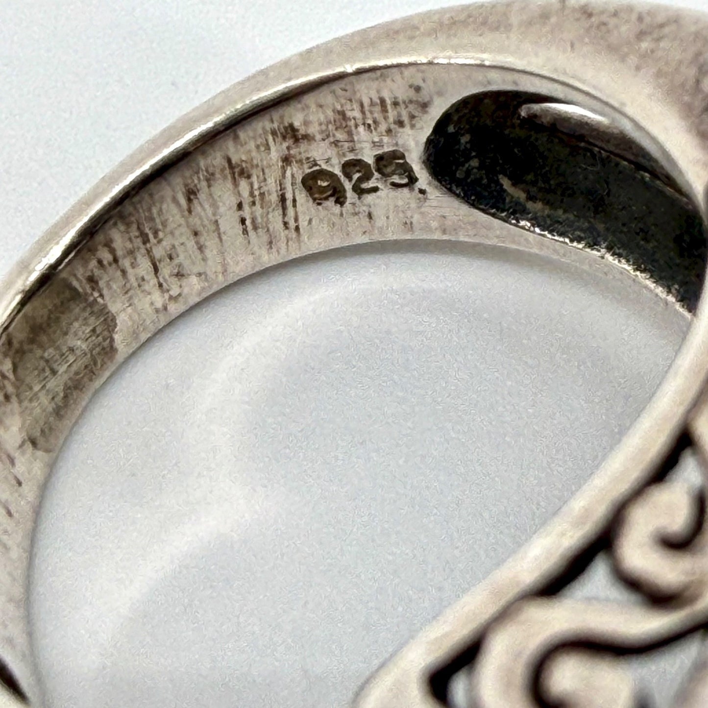 Vintage Sterling Silver Onyx Ring - UK Size P – Gothic / Cross Motif