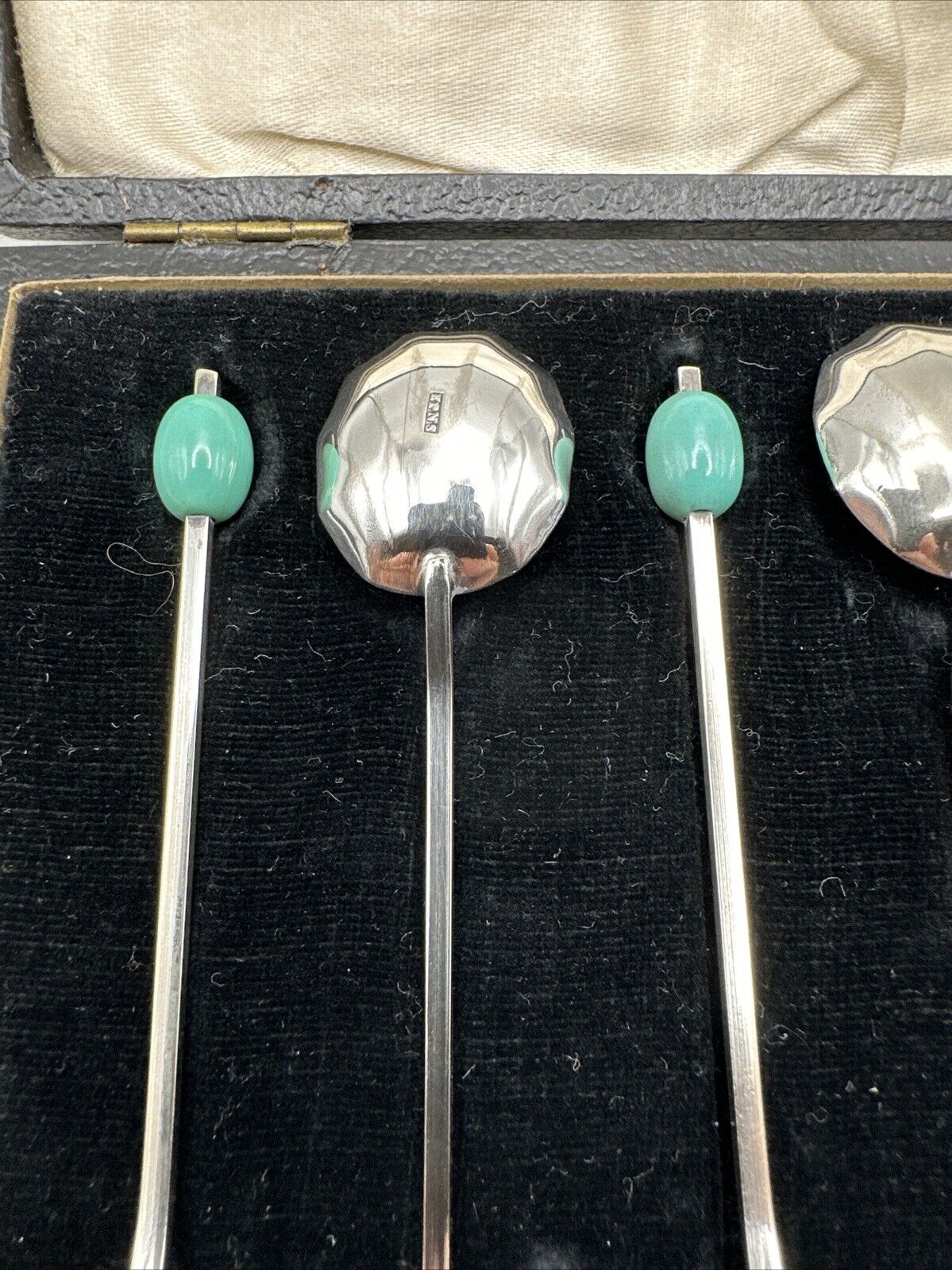 Antique Boxed Set of 6 Silver Plate Coffee Spoons