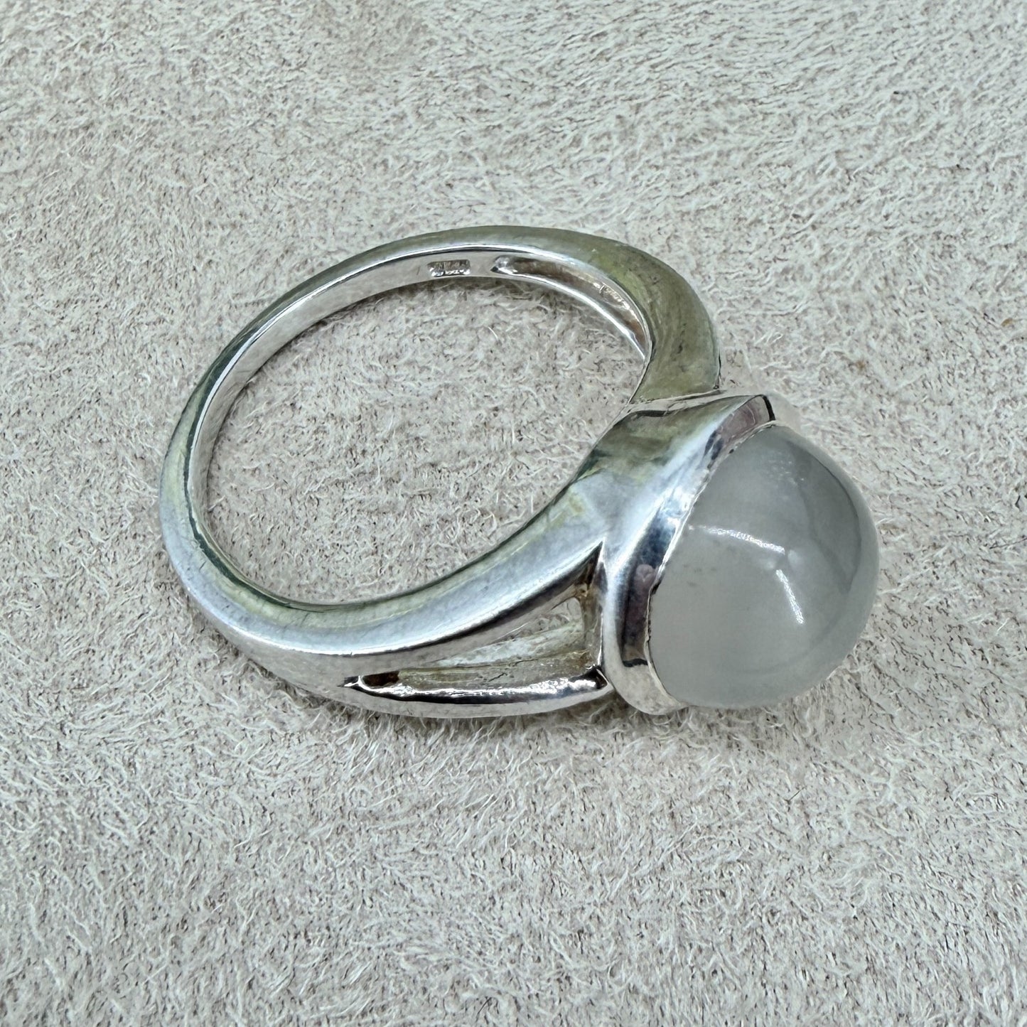 Vintage 925 Sterling Silver Cabochon Moonstone Ring – UK Size P