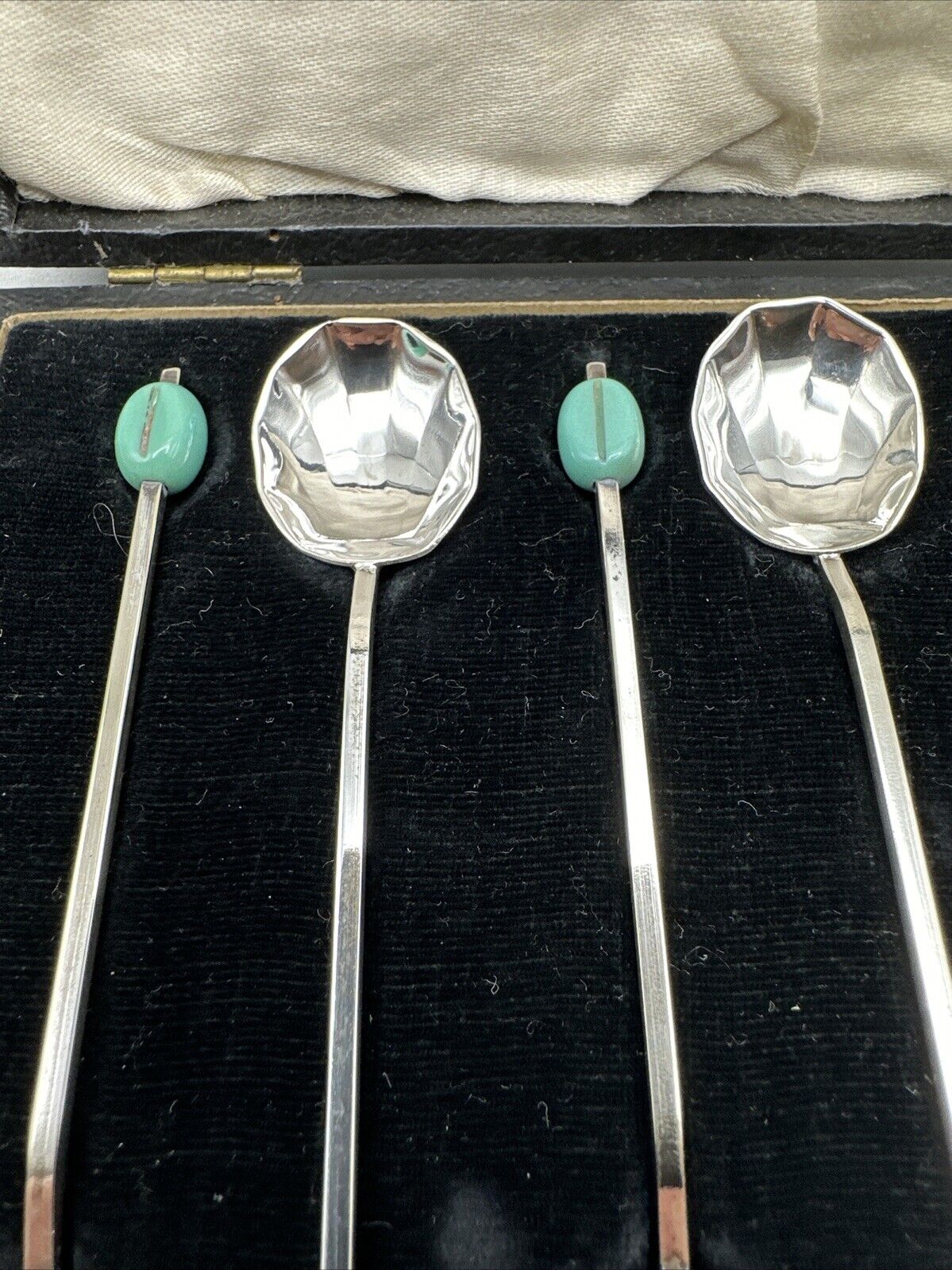 Antique Boxed Set of 6 Silver Plate Coffee Spoons