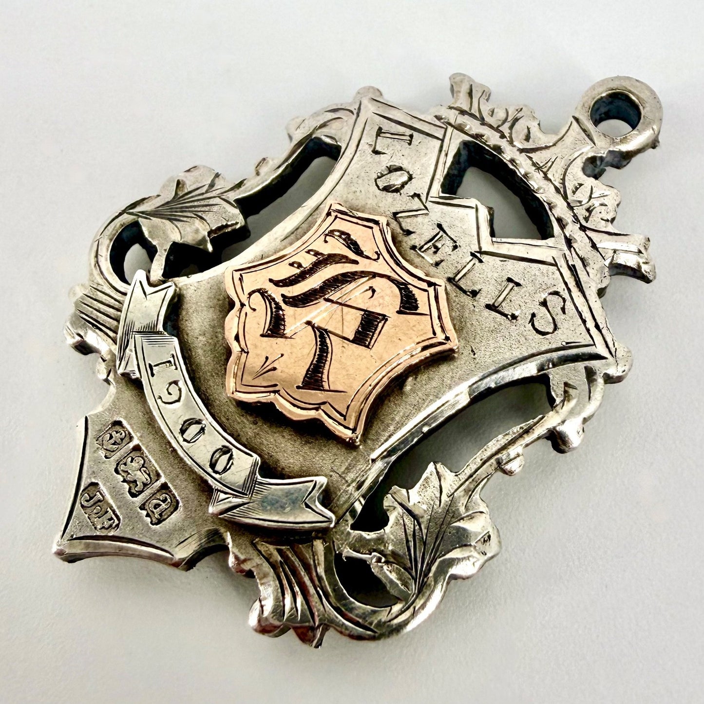 Antique Silver Fob Medal – Birmingham 1900 – James Fenton – Lozells “K” / “EAC”