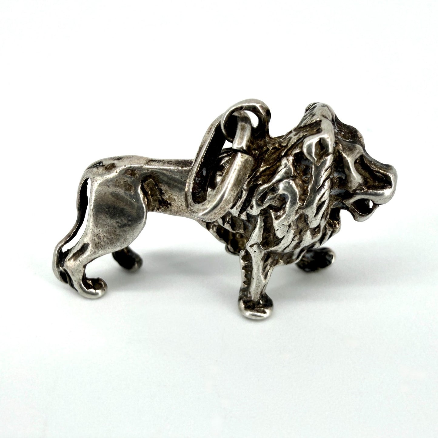 Antique Sterling Silver Lion Charm Pendant