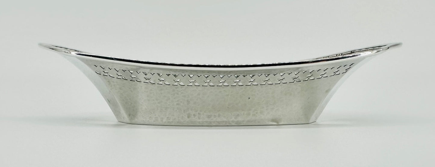 Antique American Sterling Silver Dish – Pierced & Hammered Design – Webster Co.