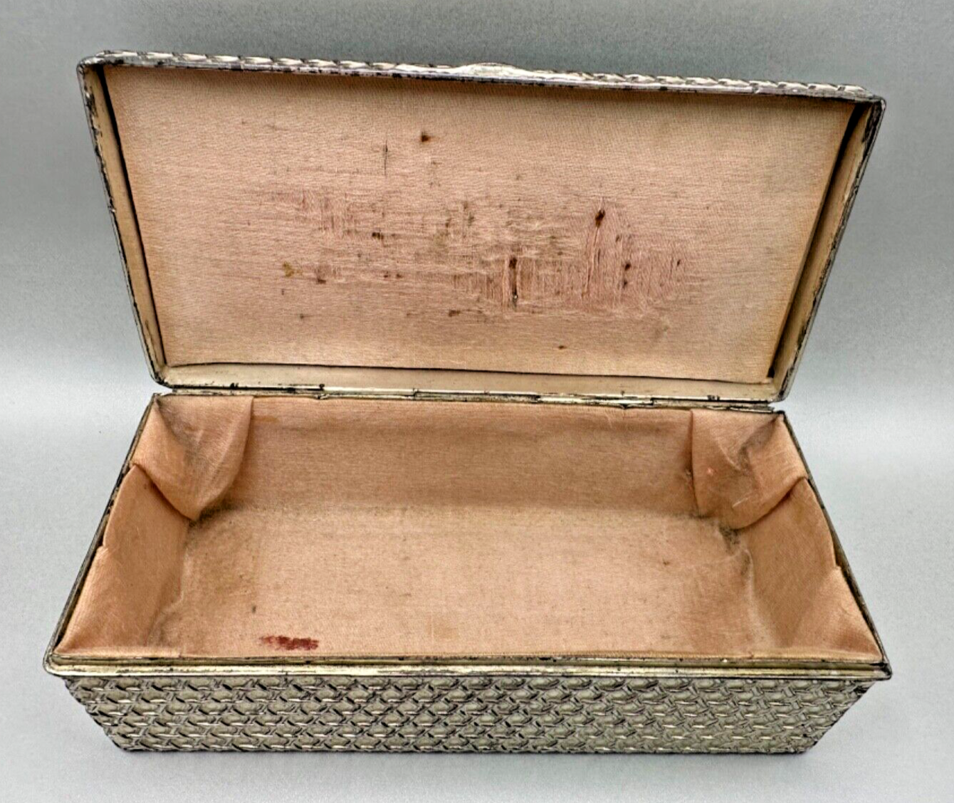 Vintage Silver Plate Box with Lined Interior