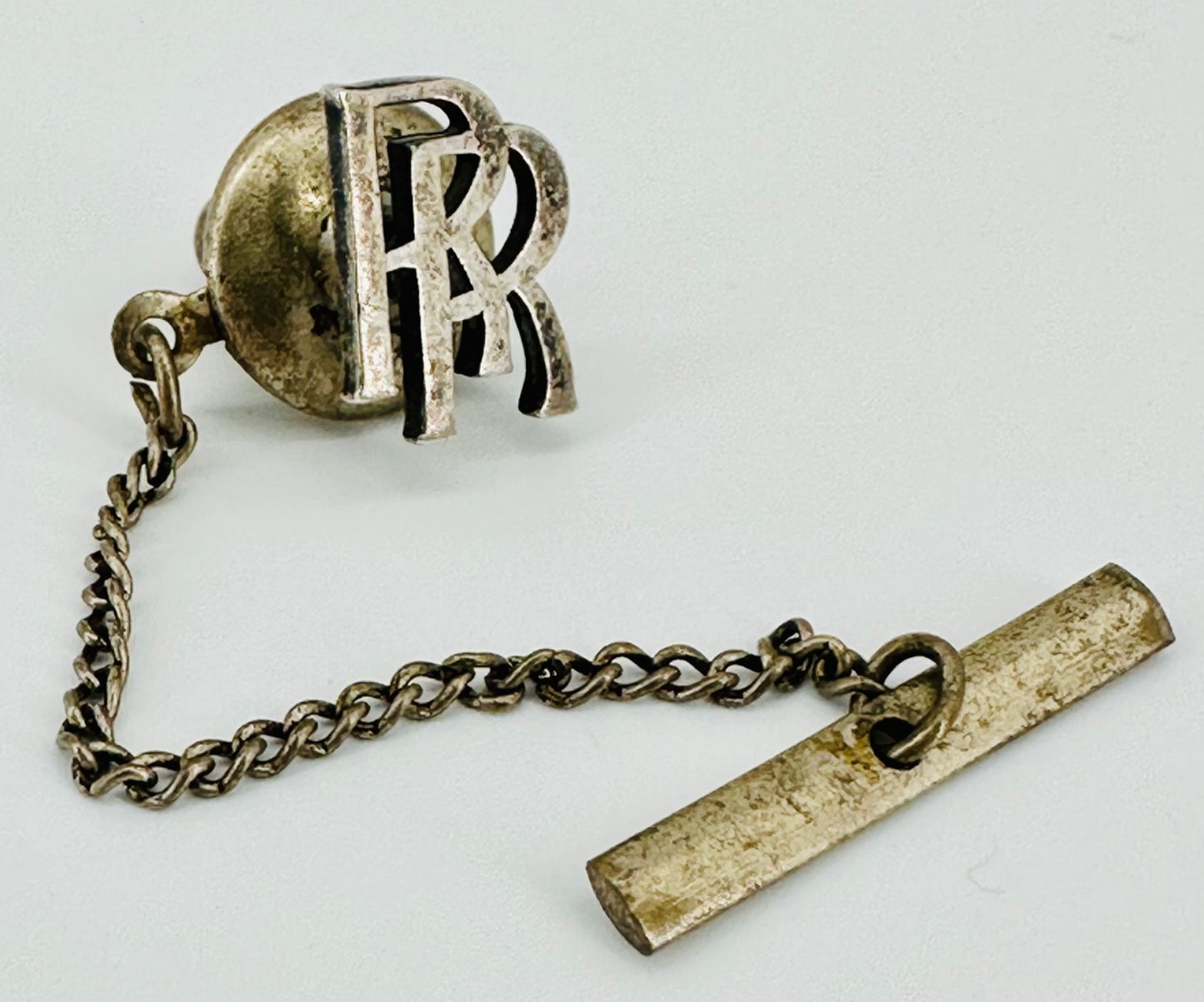 Vintage Rolls-Royce Pin Badge – RR Logo with Chain & Bar