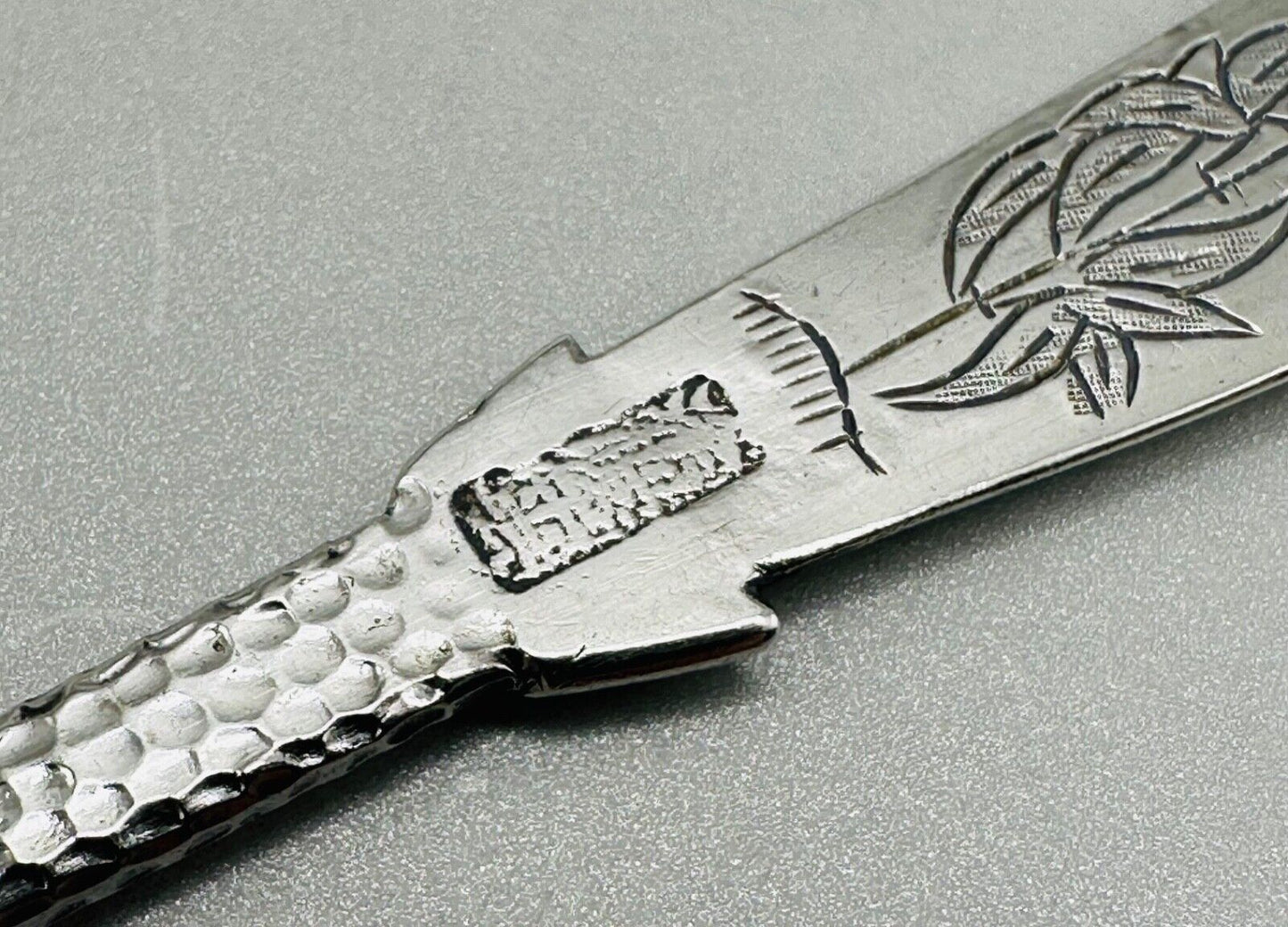 Antique Chinese Export Silver Fish Knife - Intricate Dragon and Floral Design