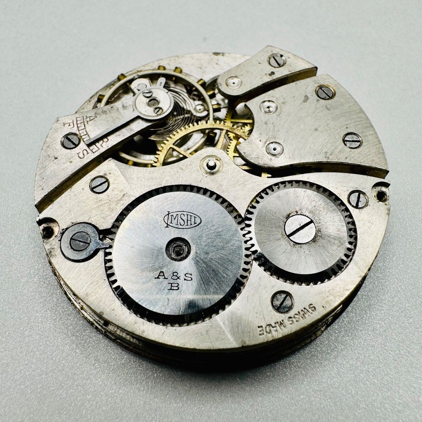 Antique Imshi Pocket Watch Movement - Spares or Repair - 42.8mm Diameter