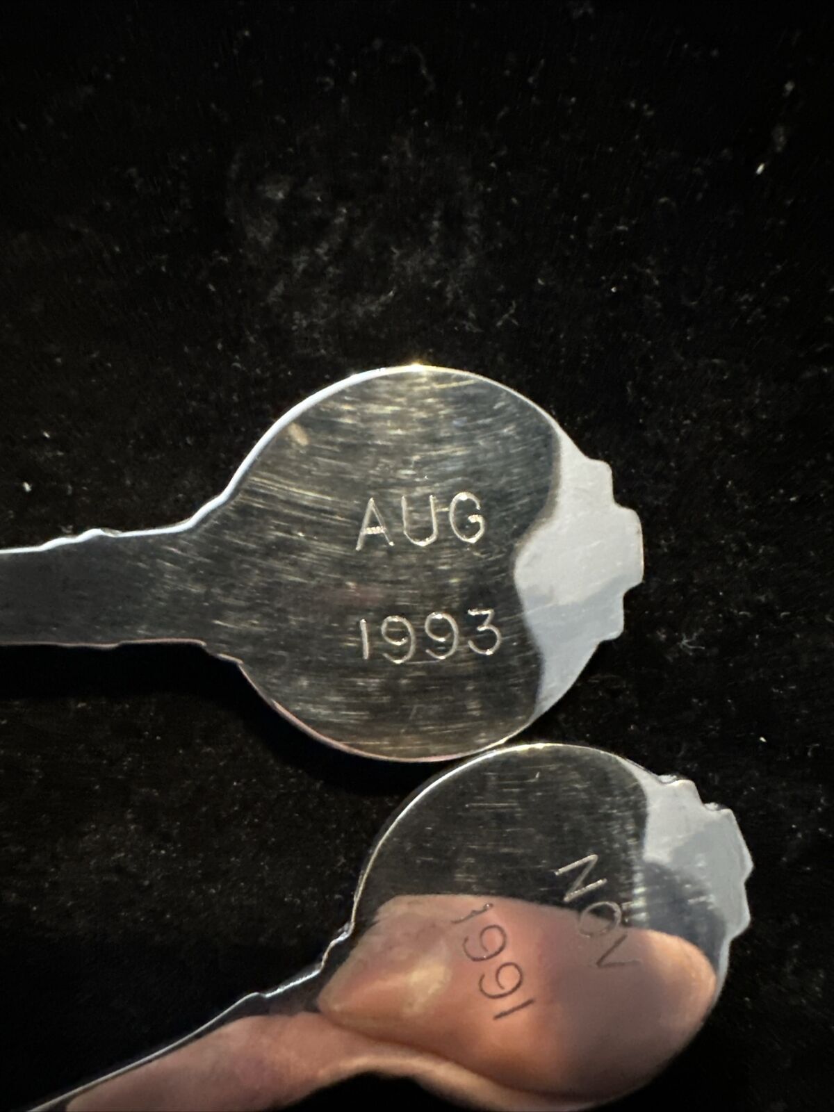Pair Vintage Silver Plate Riffle Shotgun Shooting Teaspoons - 1990's