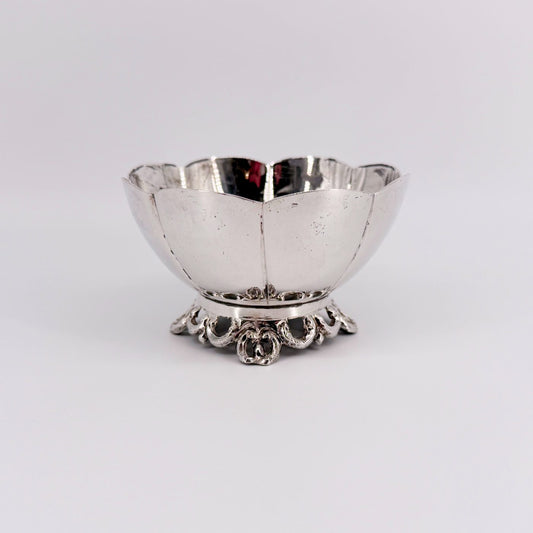 Antique Silver Bowl with Ornate Foot, Base Stamped Silver, 93mm - image 2