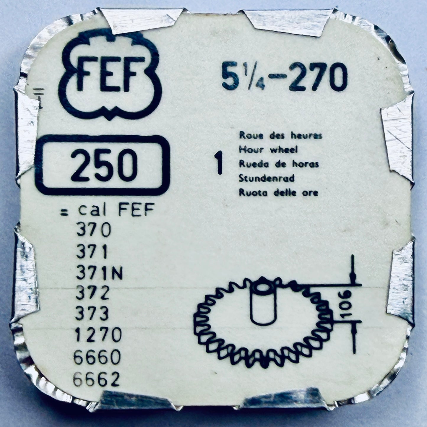 FEF 270 – Hour Wheel, Height 1.06mm - 250