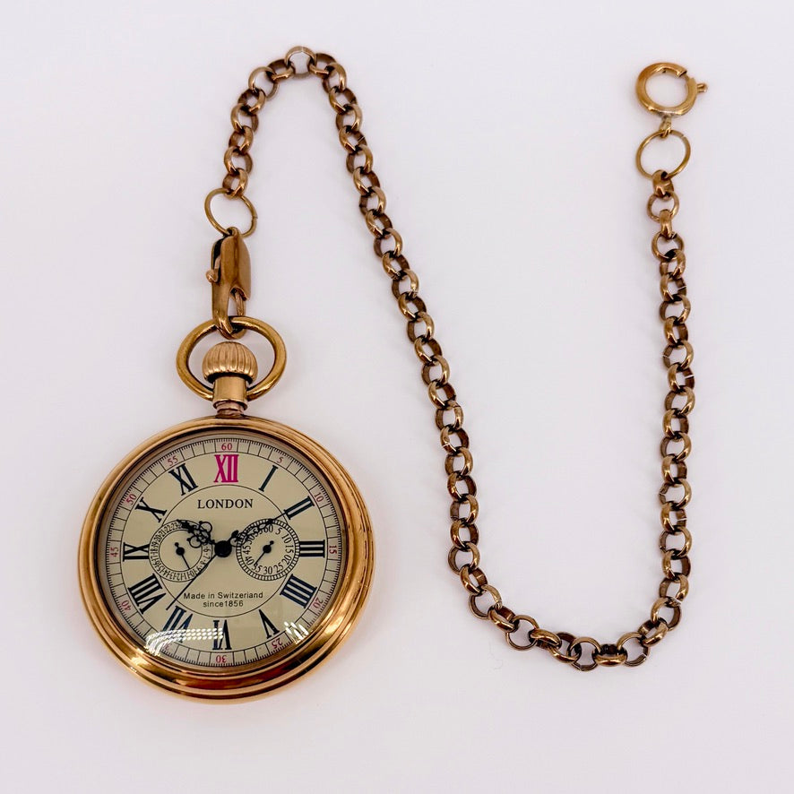 Modern Mechanical Pocket Watch with Chain – Working