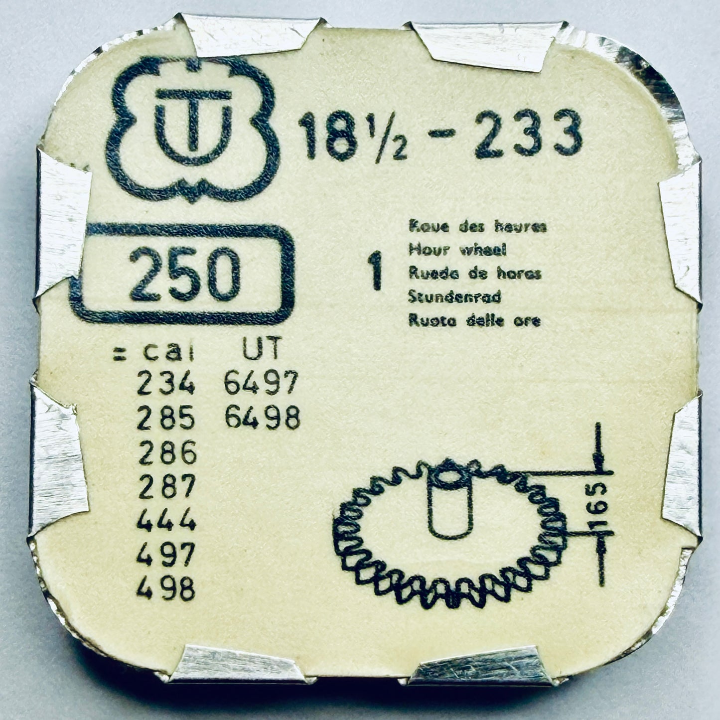 UT 233 – Hour Wheel, Height 1.65mm - 250