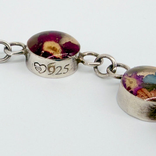 925 Sterling Silver Pressed Flower Bracelet
