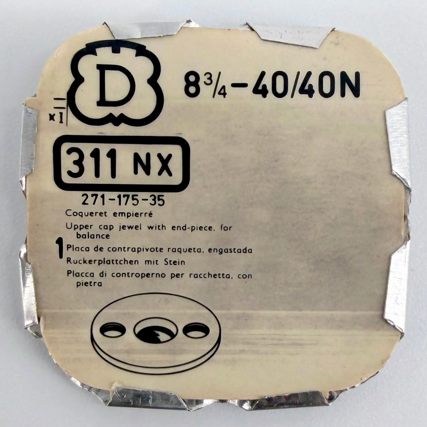 Derby 40 / 40N – Upper Cap Jewel With End Piece - 271.175.35 (311 NX)