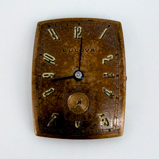 Bulova 8AH Curved Watch Movement & Dial – 17 Jewel – Spares or Repair