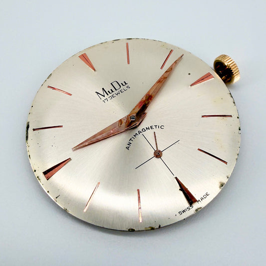 Peseux 330 "MuDu" 17 Jewels Wristwatch Movement & Dial - Running Fast
