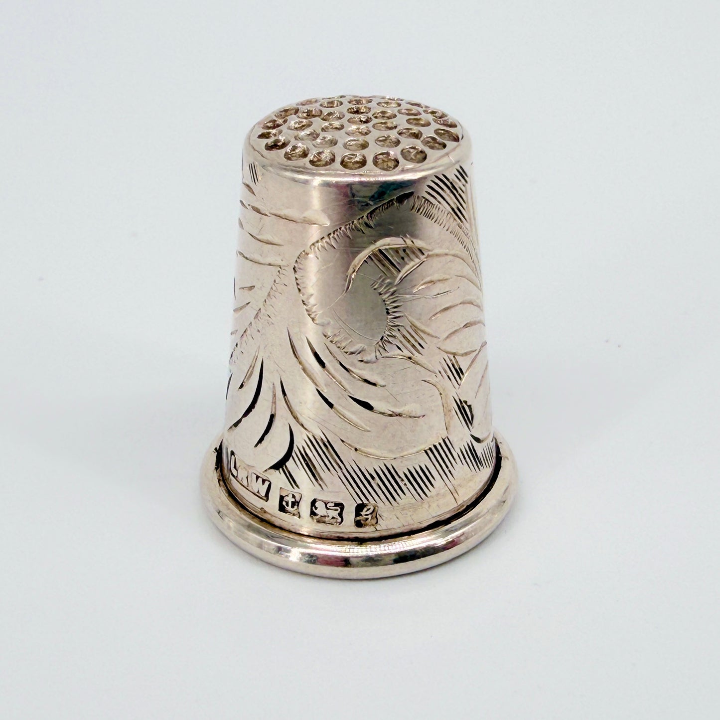 Vintage Sterling Silver Thimble Birmingham 1981 Engraved Floral Design