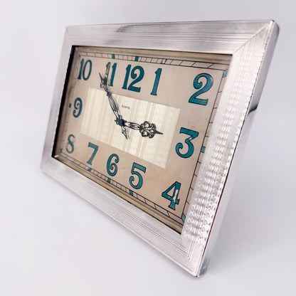 Antique Britannia Silver Mounted Art Deco 8 Day Desk Clock – London 1929