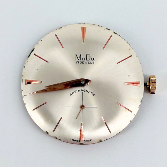 Peseux 330 "MuDu" 17 Jewels Wristwatch Movement & Dial - Running Fast